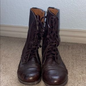 Brown Leather Zigisono Combat Boots